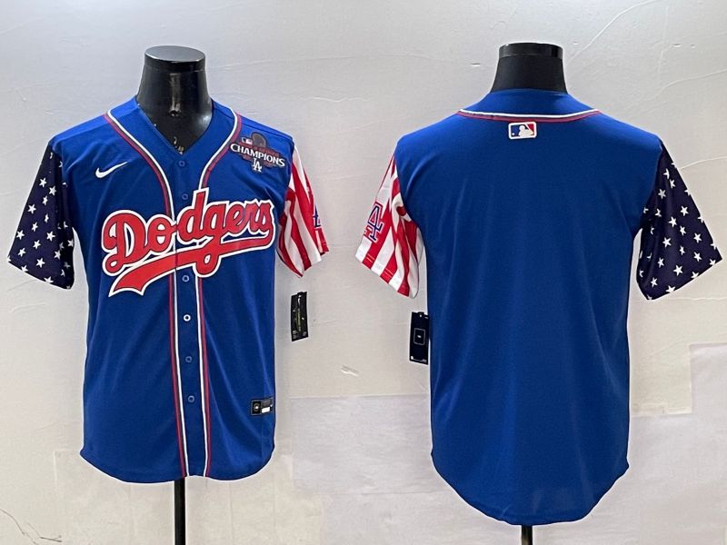 Men Los Angeles Dodgers Blank Blue a generation of national flags Joint name 2025 Nike MLB Jersey style 2